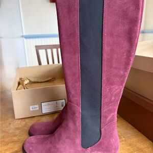 New in Box! Women’s Tall Suede Pull-On Boots in Burgundy